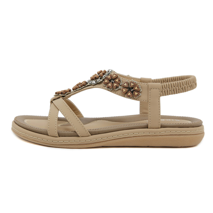 Dame elegante sandaler med dekorativ blomsterapplikation Stilla