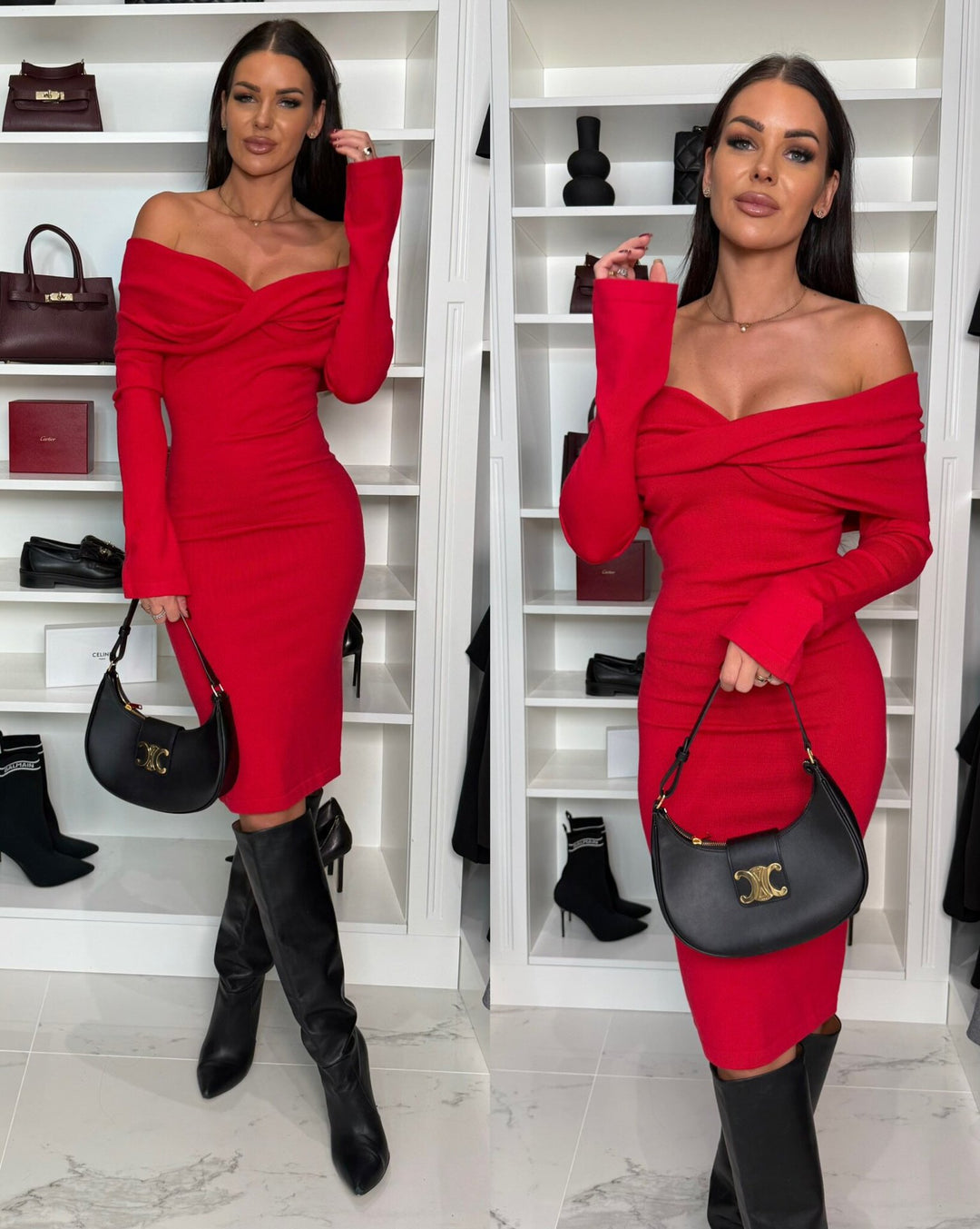 Dame figurtilpasset Off-Shoulder Kjole med elegant rynkning Stilla