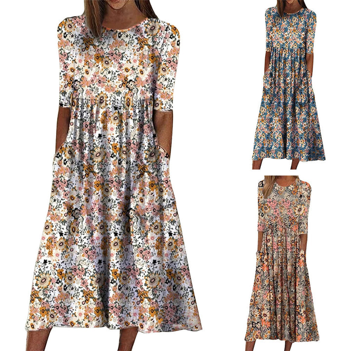 Dame Flydende Floral Midikjole Stilla