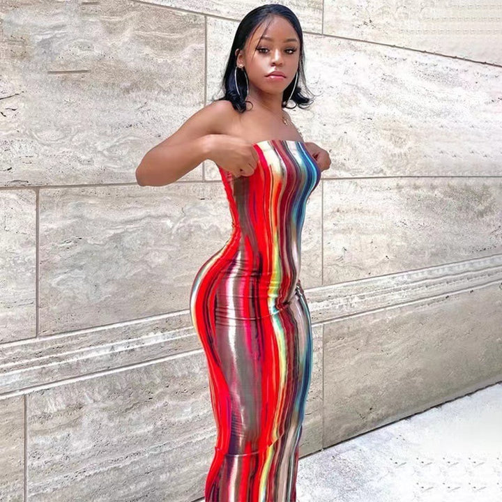 Dame Bodycon Maxikjole med stroppeløst design Stilla