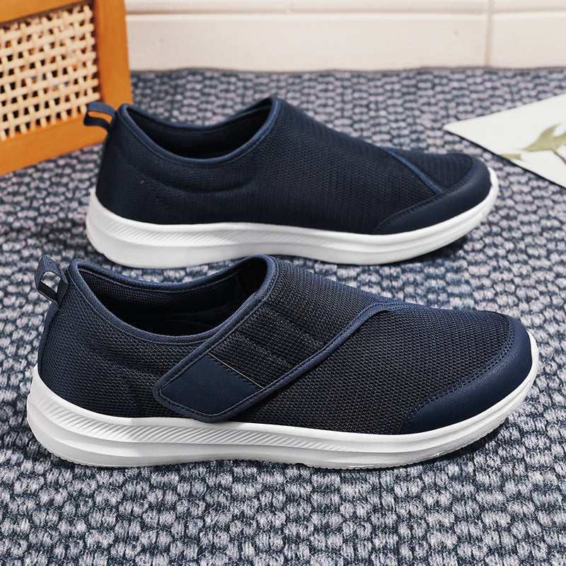 Herrer nan åndbar fritidssko i slip-on stil med velcro og polstret komfortsål Skovae