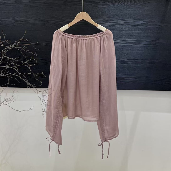 Dame Off-Shoulder Let Bluse med Justerbare Ærmer Stilla