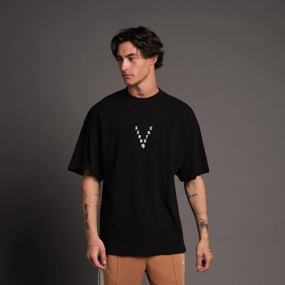 Herrer Grafik T-shirt med iøjnefaldende ulvedesign og løs pasform Stilla