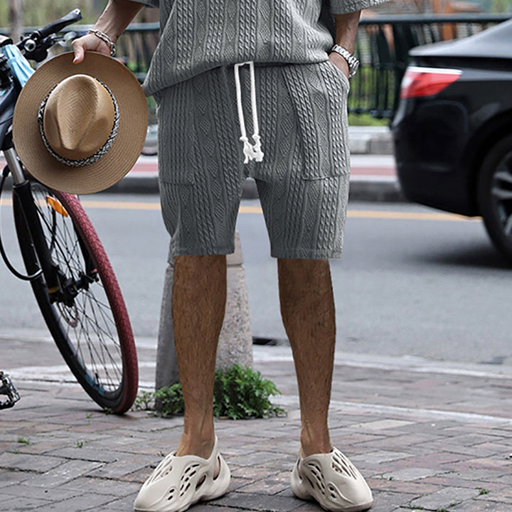 Herre shorts med strukturmønster og elastisk livrem Stilla