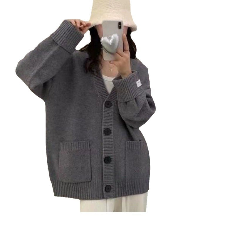 Kvinders Casual Oversized Cardigan med Store Lommer og Knap Detaljer Stilla