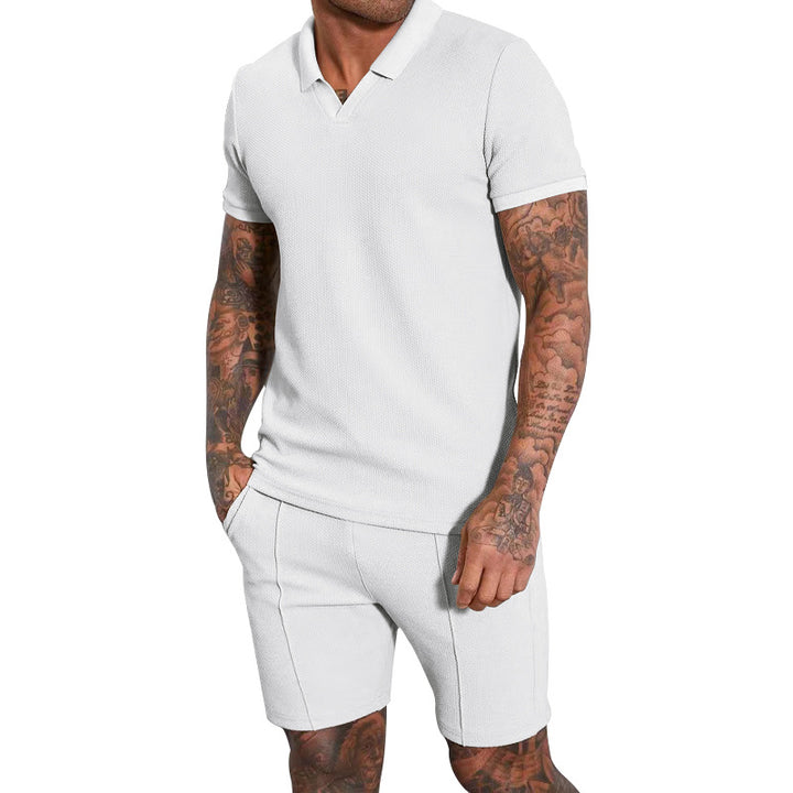 Herrer polo shirt og shorts sæt lavet af åndbart strukturelt materiale Stilla