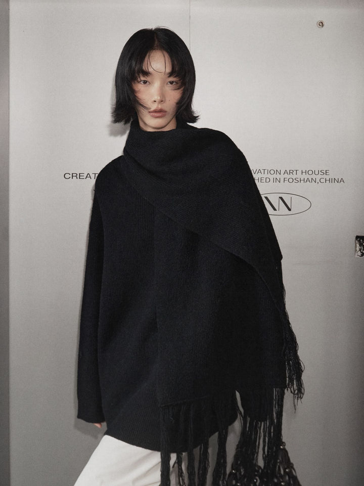 Dame hyggelig oversized pullover med høj krave og behagelig struktur Stilla