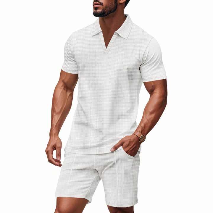 Herrer polo shirt og shorts sæt lavet af åndbart strukturelt materiale Stilla
