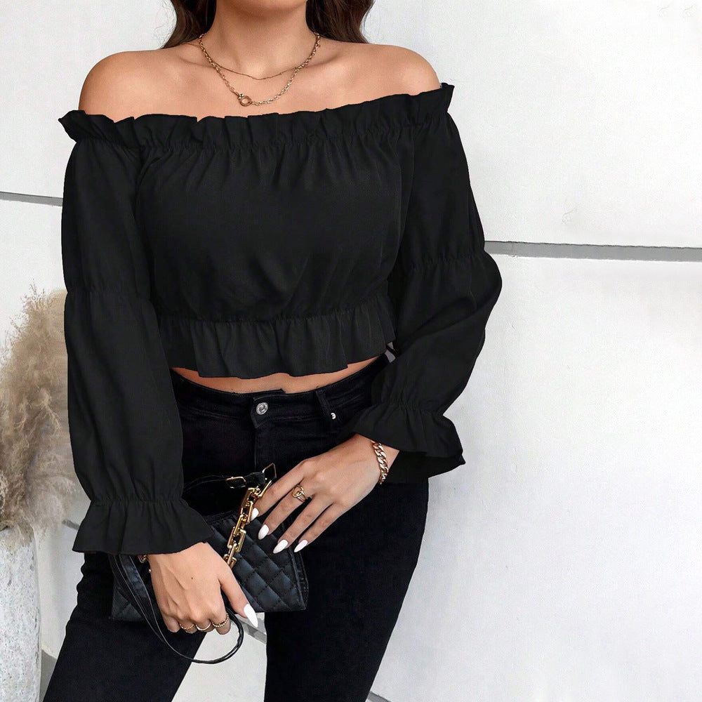 Dame gradient crop top med off-the-shoulder-design og smal talje Stilla