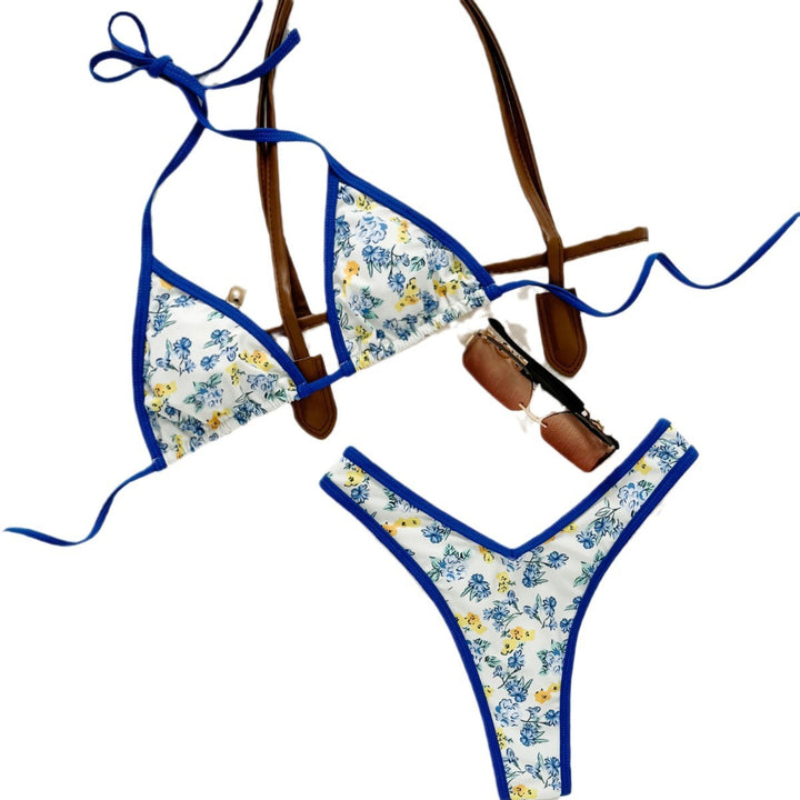Dame Triangel-Bikini-Sæt med floralt print og justerbare stropper Stilla
