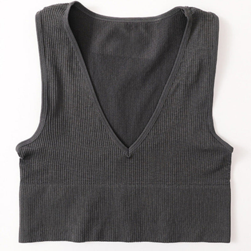 Dame Legende V-hals top i ribstrik Stilla