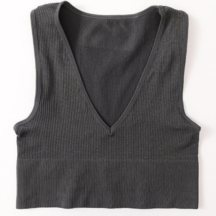 Dame Legende V-hals top i ribstrik Stilla