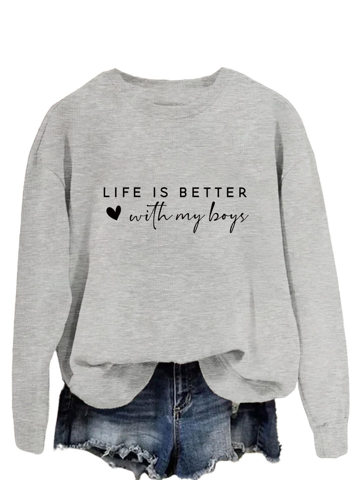 Kvinders hyggelige crew neck sweater med inspirerende print Stilla