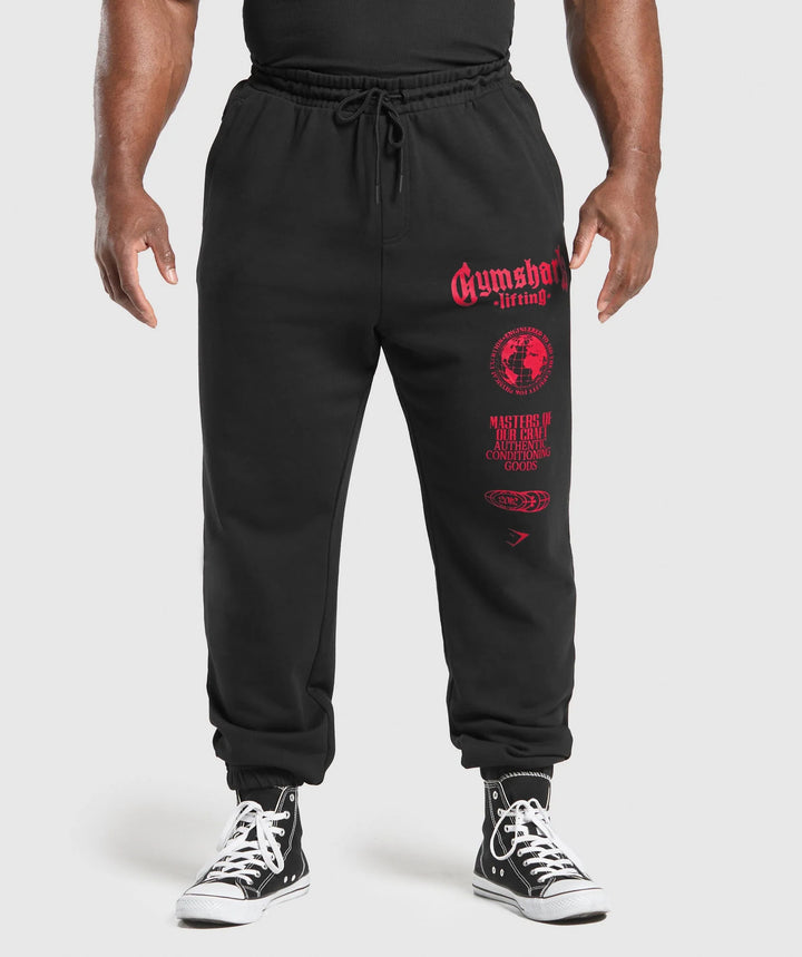 Herre nan konisk skåret bomuldsfleece-sweatpants med elastisk snoretræk ribbede benafslutninger og stort logotryk Skovae