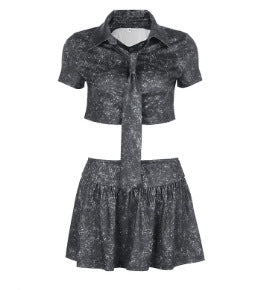 Damen Crop-Oberteil und Rock Set Skovae