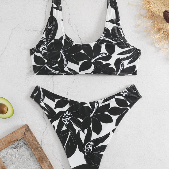 Dame Bikini-sæt med blomsterprint og sportlig skæring Skovae