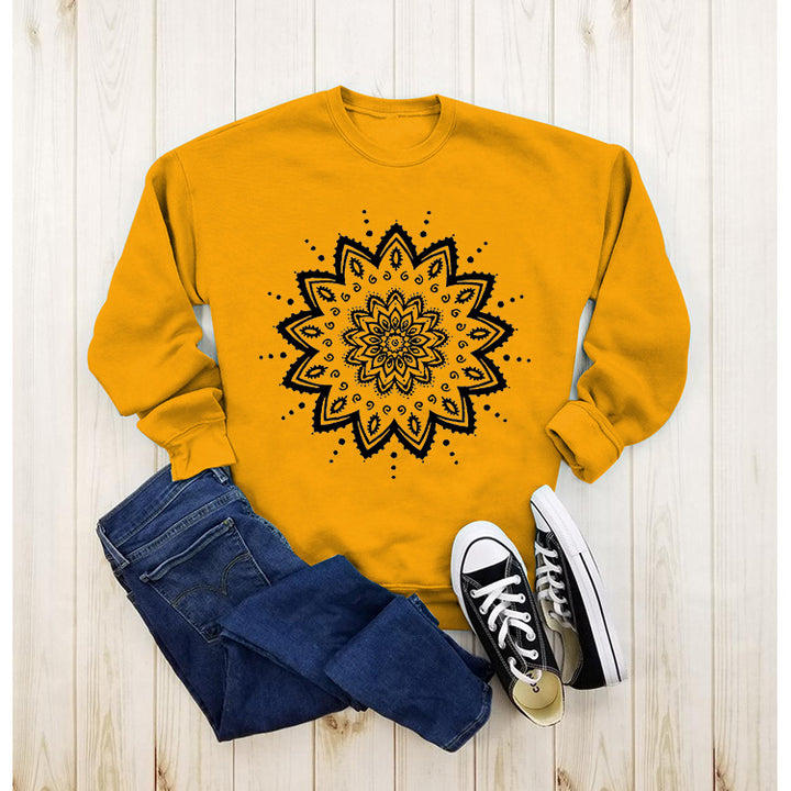 Kvinders sweatshirt med kreativt mandala design og afslappet snit Stilla