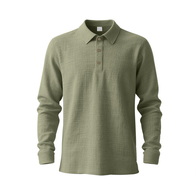 Herrer nan Musselin-langærmet polo t-shirt med skjortekrave, kort knaplukning og naturlig knaplook Skovae