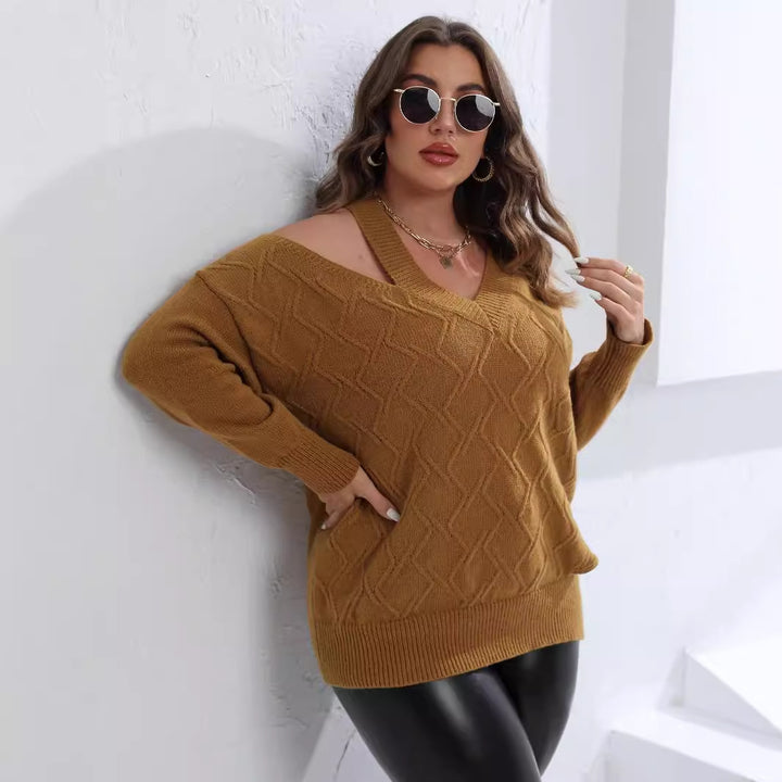 Damer afslappet sweater med elegant V-hals og struktureret design Stilla