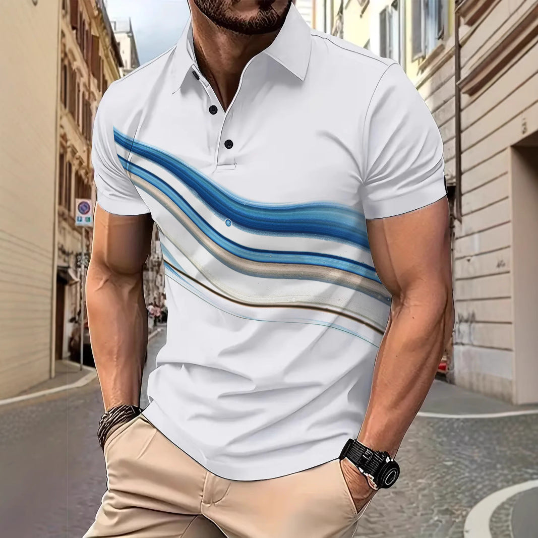 Herrer Poloshirt med moderne bølgemotiver Stilla