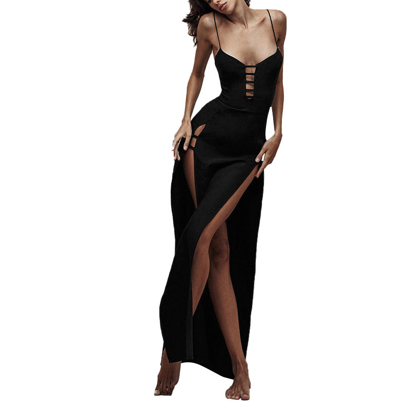 Dame elegant maxikjole med cut-outs og sidelange slids Stilla