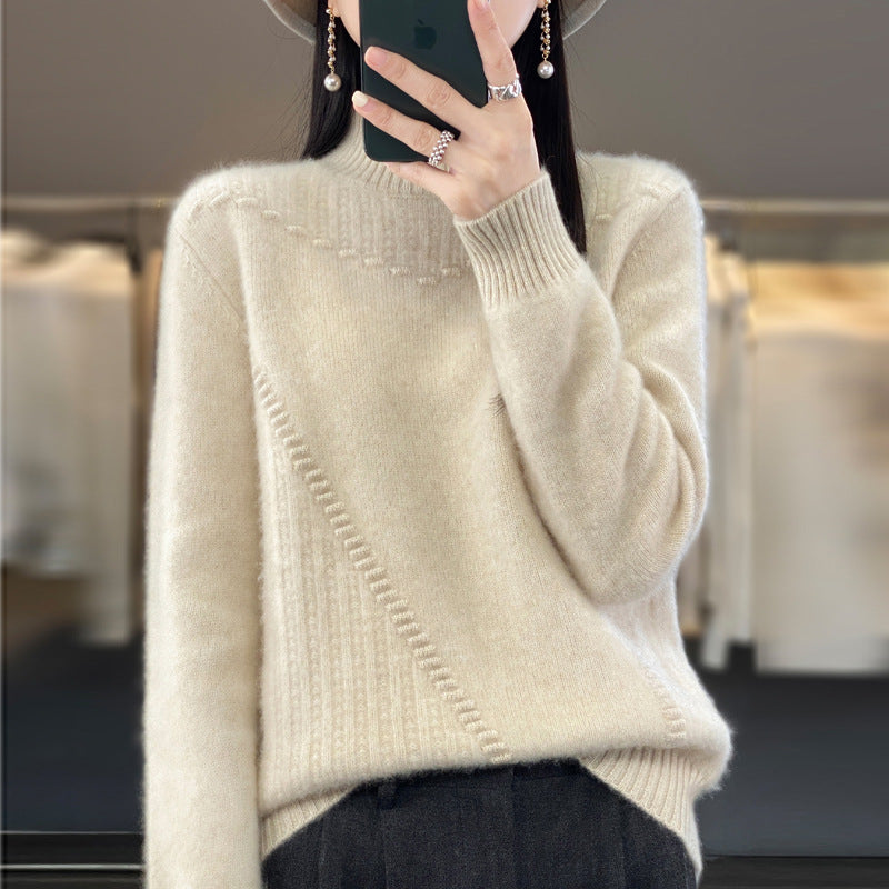 Kvinders strik sweater med struktureret krave og asymmetrisk snit Stilla