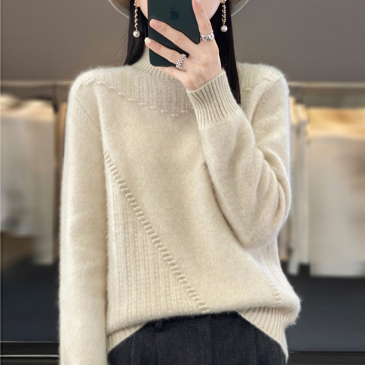 Kvinders strik sweater med struktureret krave og asymmetrisk snit Stilla