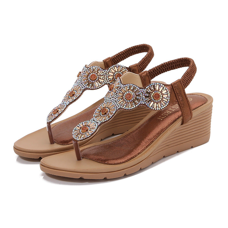 Dame Wedge-sandaler med glitrende dekorationselementer Stilla