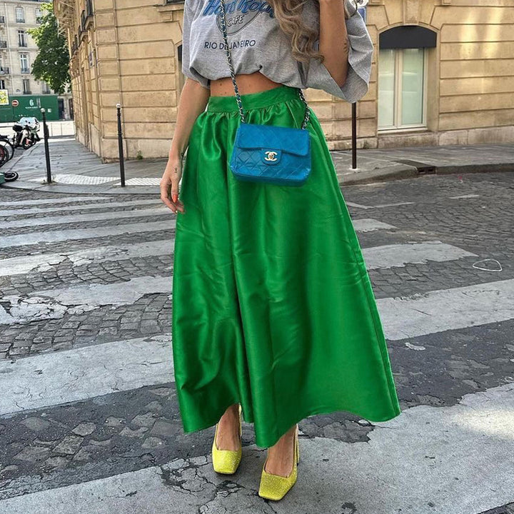 Dame Elegant Maxi-nederdel i flydende stof med elastisk liv Stilla