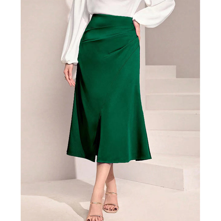 Dame midi nederdel med asymmetrisk snit og elegant slids Skovae