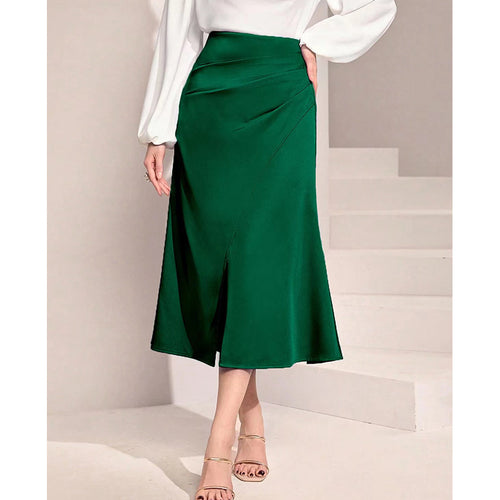 Dame midi nederdel med asymmetrisk snit og elegant slids Skovae