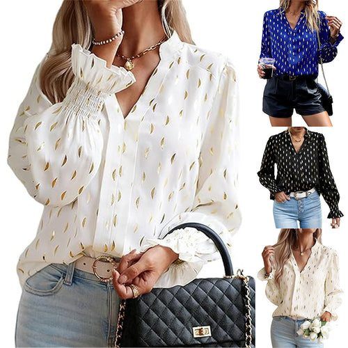Damebluse med elegant guldmønster Stilla