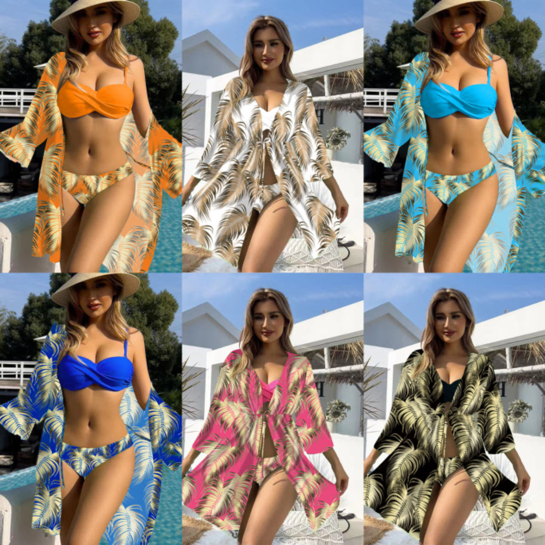 Dame bikini sæt med elegant kimono skovae