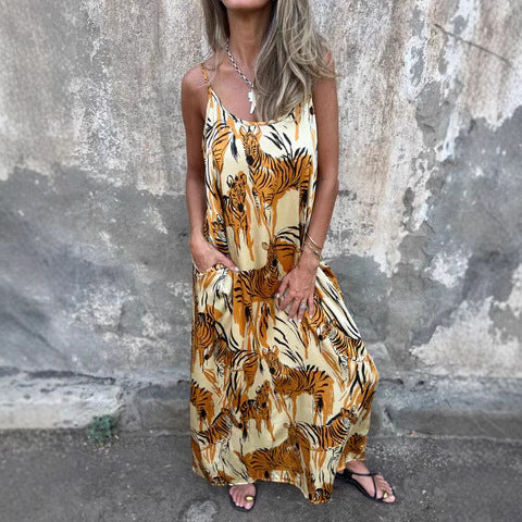 Dame Casual Batik Maxi Kjole Stilla