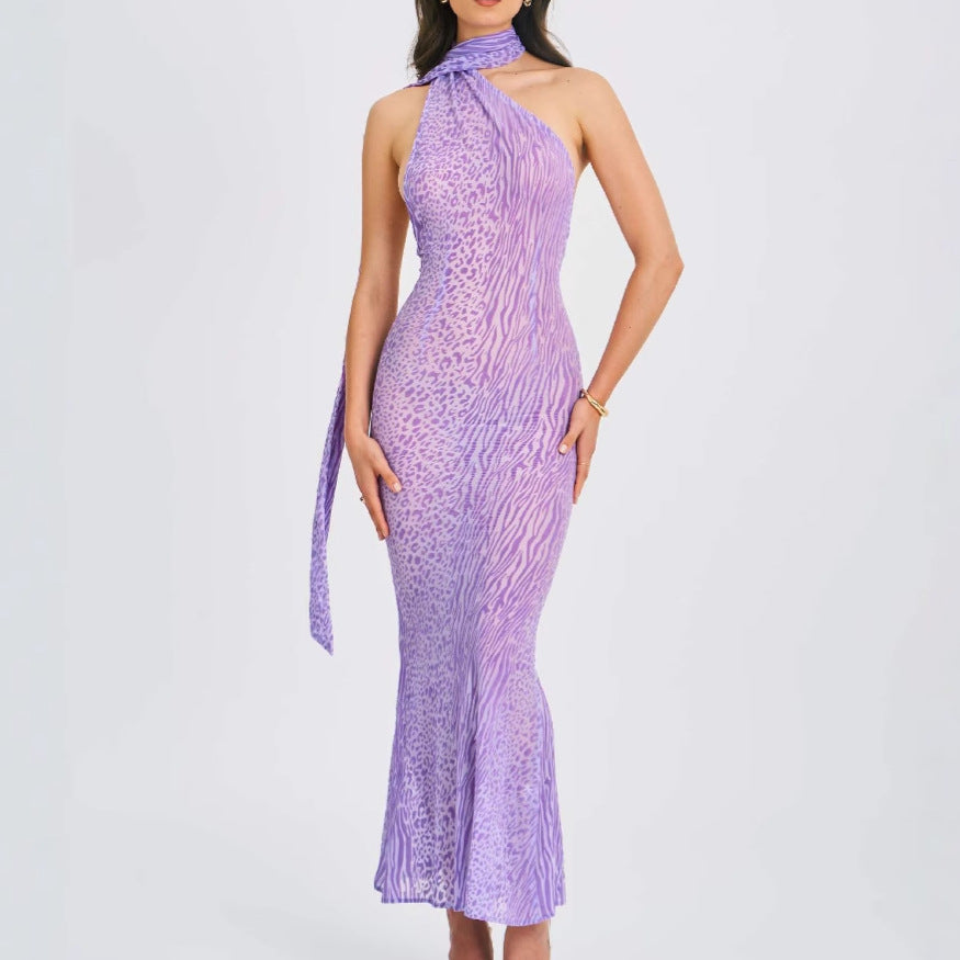 Dame Elegant Maxi Kjole med Slim Fit og Spændende Knude Detalje Stilla