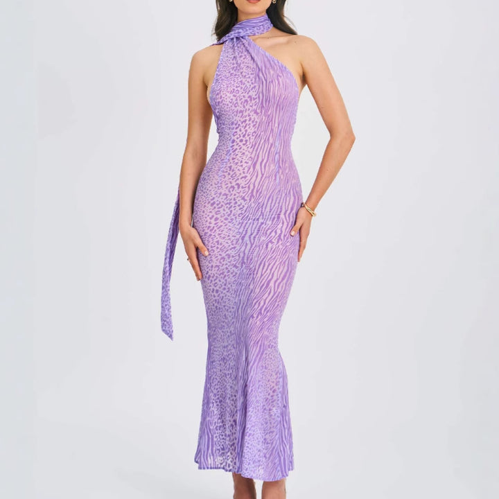 Dame Elegant Maxi Kjole med Slim Fit og Spændende Knude Detalje Stilla