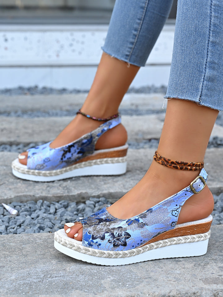 Dame Wedge-sandaler med floralt design og komfortabel fodsengsdesign Stilla
