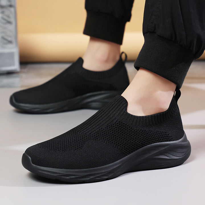 Unisex nan elastisk strik-sneakersko med ergonomisk dæmpningssål og hælsløjfe Skovae