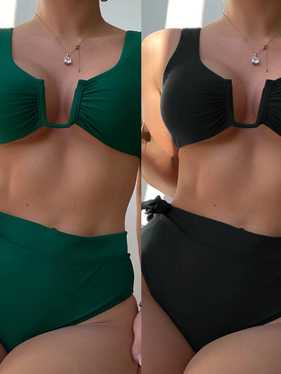 Dame Højskåret Bikini Sæt med justerbar Bindemodel Stilla