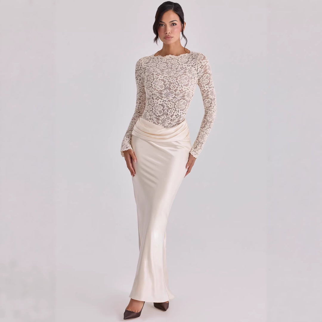 Dame Elegant spids overdel med flydende nederdel Skovae