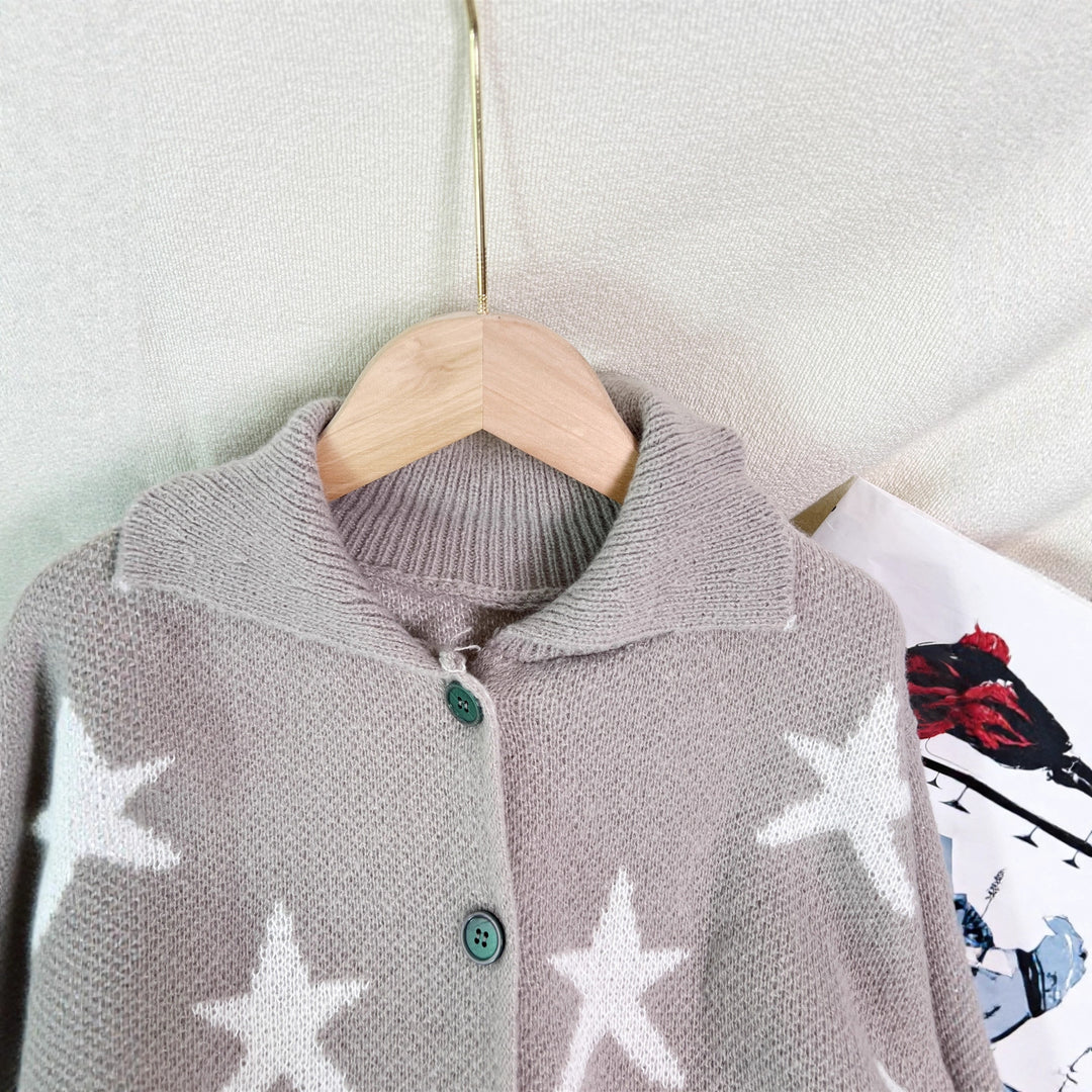 Kvinders afslappede cardigan med stjernemotiv og lommer Stilla