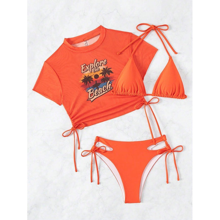 Damer bikinisæt med modig cropped bluse og snøredetalje Skovae