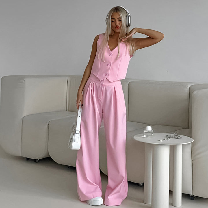 Dame Elegant To-delt med moderne blazer og vide bukser Stilla