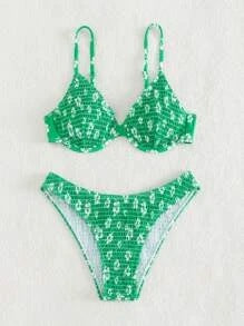 Dame højtaljeret bikini med polstrede toppe og justerbare stropper Skovae