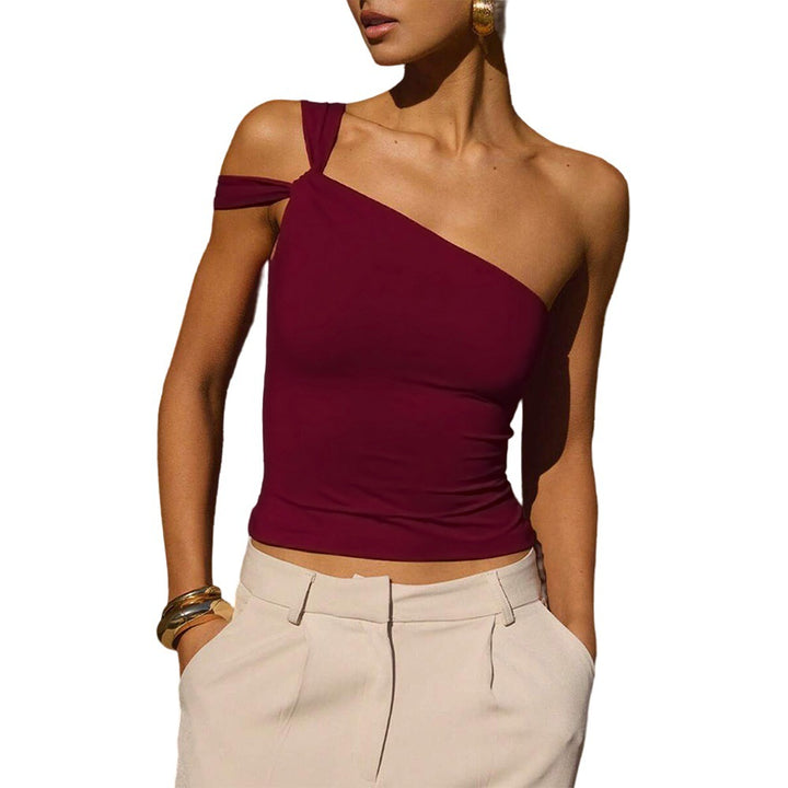 Kvindernes asymmetriske crop top med chic knudedesign Stilla