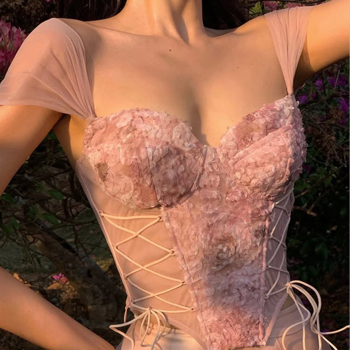 Dame KorrSettop med transparente ærmer Stilla