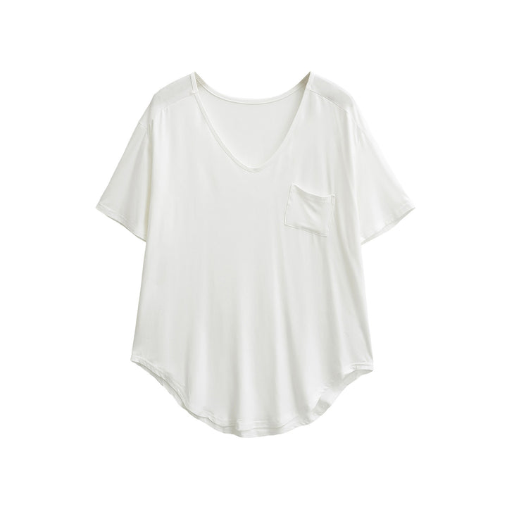 Dame afslappet V-hals T-shirt med praktiske sidelommer og elegant snit Stilla