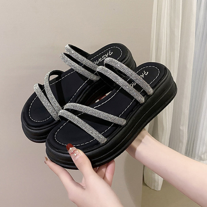 Damer Glamourøse Wedge-sandaler med glitrende stropper og komfortabelt fodsenge Stilla