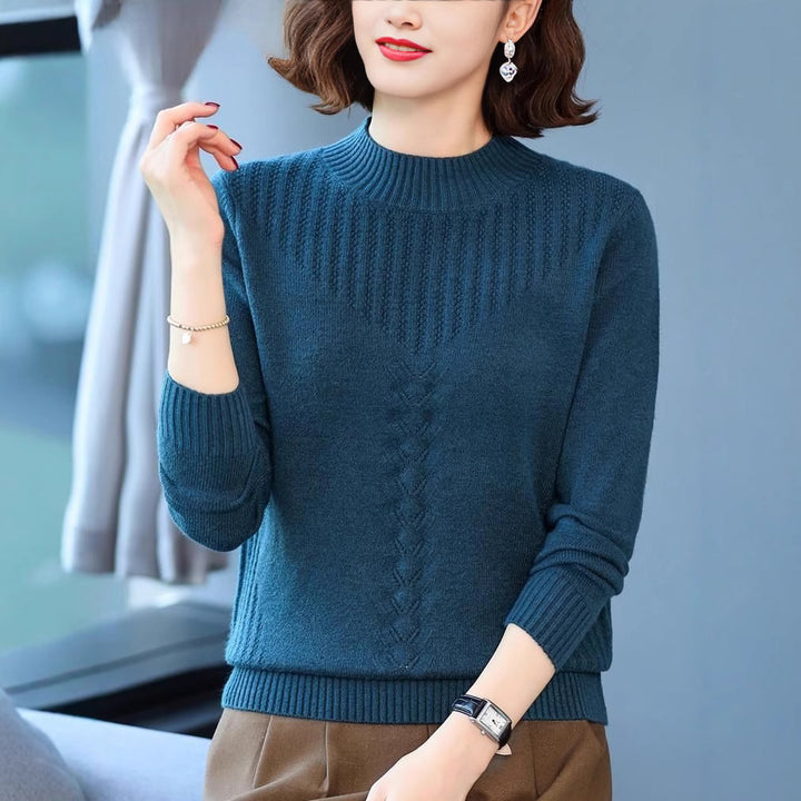 Kvindernes elegante strikkede sweater med moderne kabelmønster Stilla