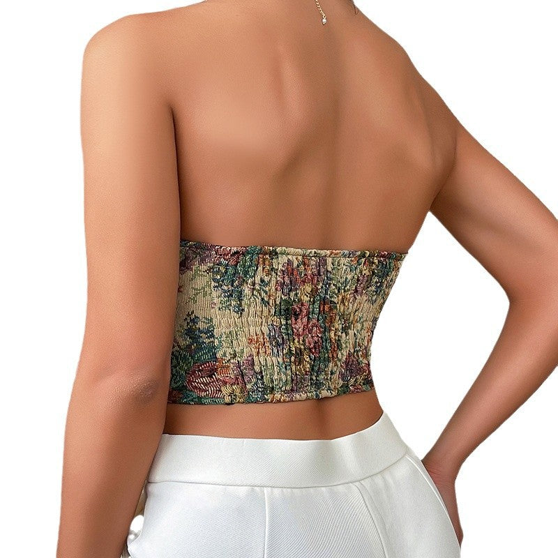 Dame Floral designet Bustier med hjerteformet udskæring og struktur Stilla